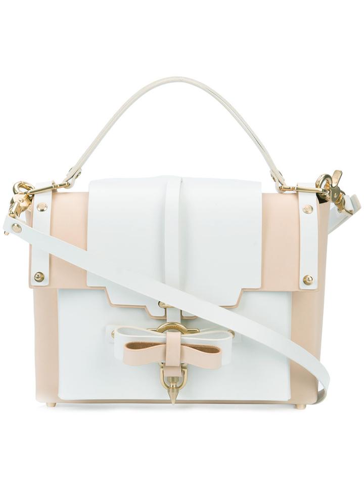 Niels Peeraer Bow Front Satchel, Women's, White, Leather