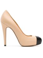 Chanel Vintage Contrasting Pointed Toe Pumps - Neutrals