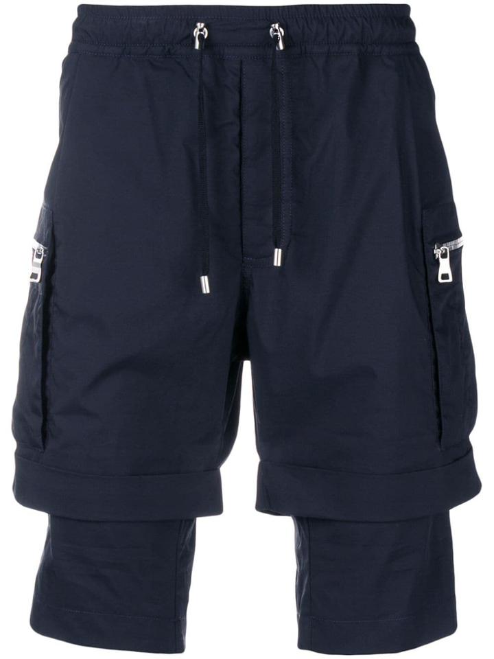 Balmain Drawstring Cargo Shorts - Blue