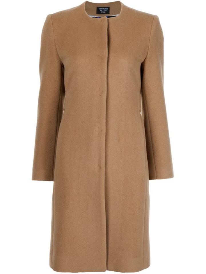 Creatures Of The Wind Collarless Buttoned Coat, Women's, Size: 6, Nude/neutrals, Camel Hair