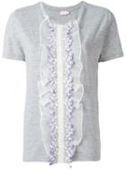 Giamba Ruffled Detail T-shirt, Women's, Size: 40, Grey, Cotton/silk