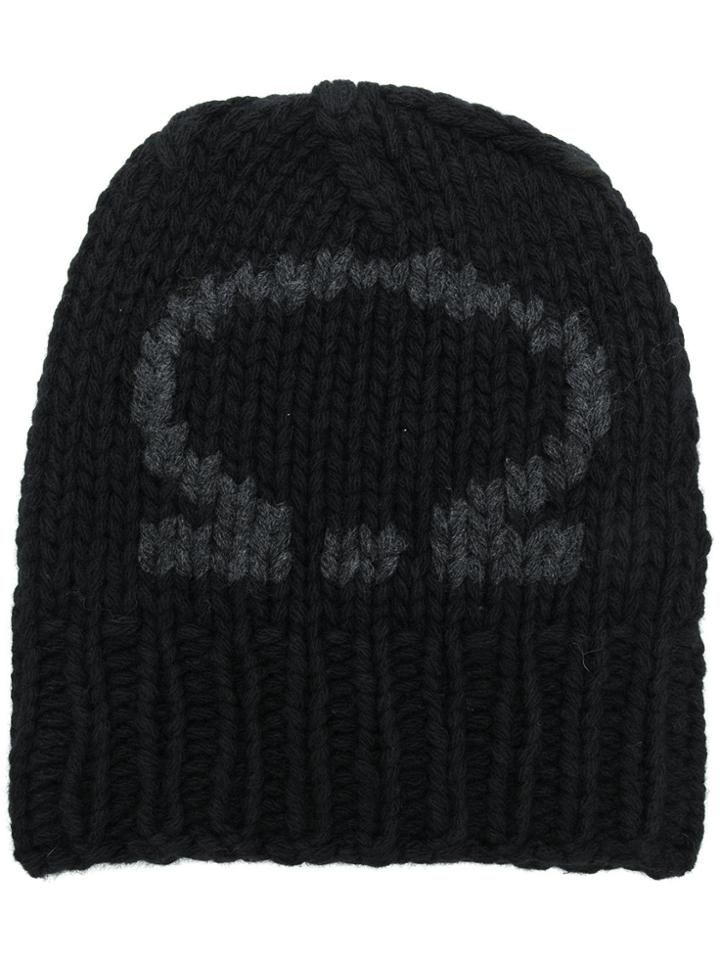 Salvatore Ferragamo Gancio Intarsia Beanie - Black