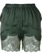 Faith Connexion Satin Lace Shorts, Women's, Size: S, Green, Silk/cotton/polyamide