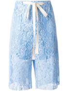 Mm6 Maison Margiela Drawstring Lace Shorts, Women's, Size: 42, Blue, Viscose/polyamide