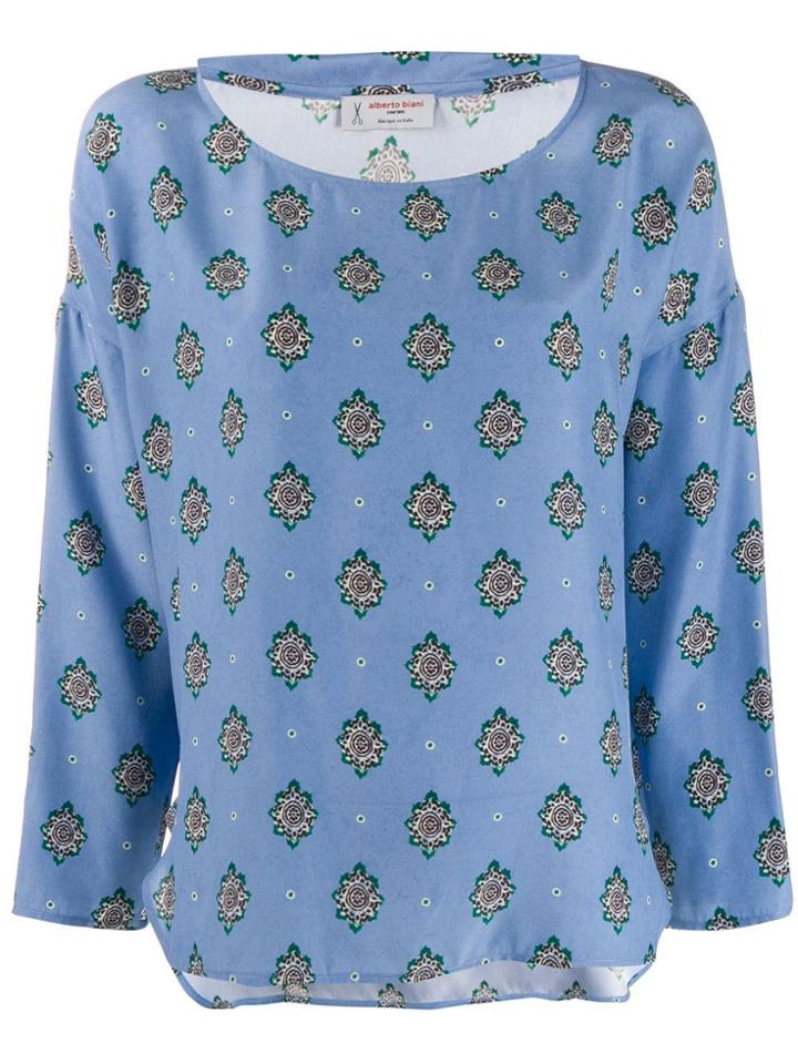 Alberto Biani Geometric Diamond Pattern Blouse - Blue