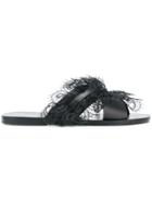 Ancient Greek Sandals Lace Detail Sandals - Black