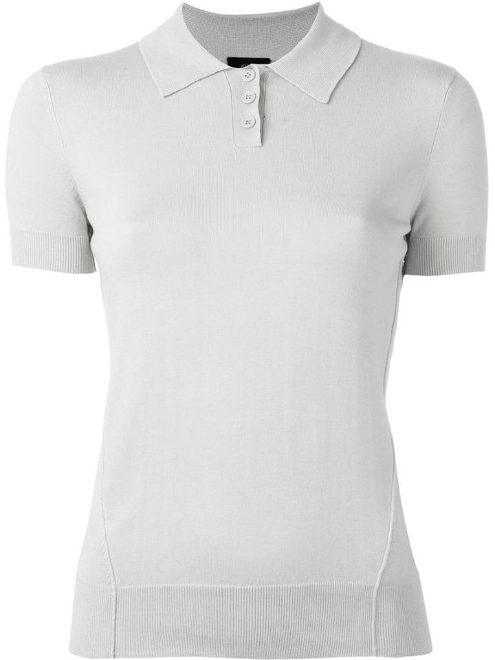 Joseph Knitted Polo Shirt, Women's, Size: Xl, Grey, Silk/nylon/spandex/elastane
