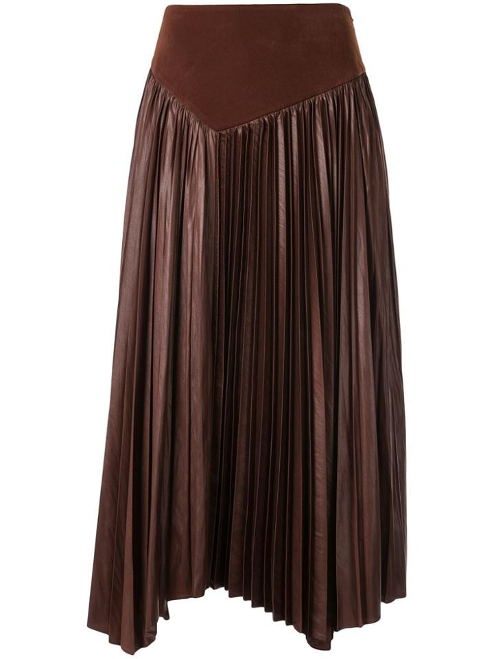 Muller Of Yoshiokubo Asymmetric Pleated Skirt - Brown