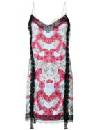 Versace Patterned Lace Trim Slip Dress - Multicolour