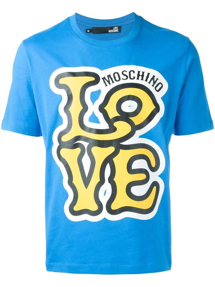 Love Moschino - Logo Print T-shirt - Men - Cotton - M, Blue, Cotton