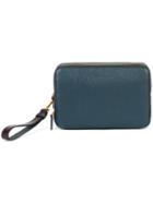 Salvatore Ferragamo Double Compartment Grained Clutch, Men's, Blue