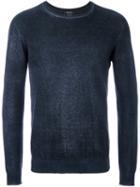Avant Toi Ribbed Round Neck Jumper, Men's, Size: Large, Blue, Cashmere