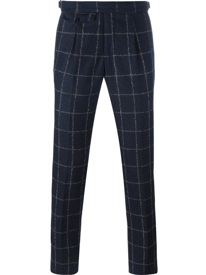 Incotex 'slim-fit Pattern 30' Trousers, Men's, Size: 50, Blue, Wool
