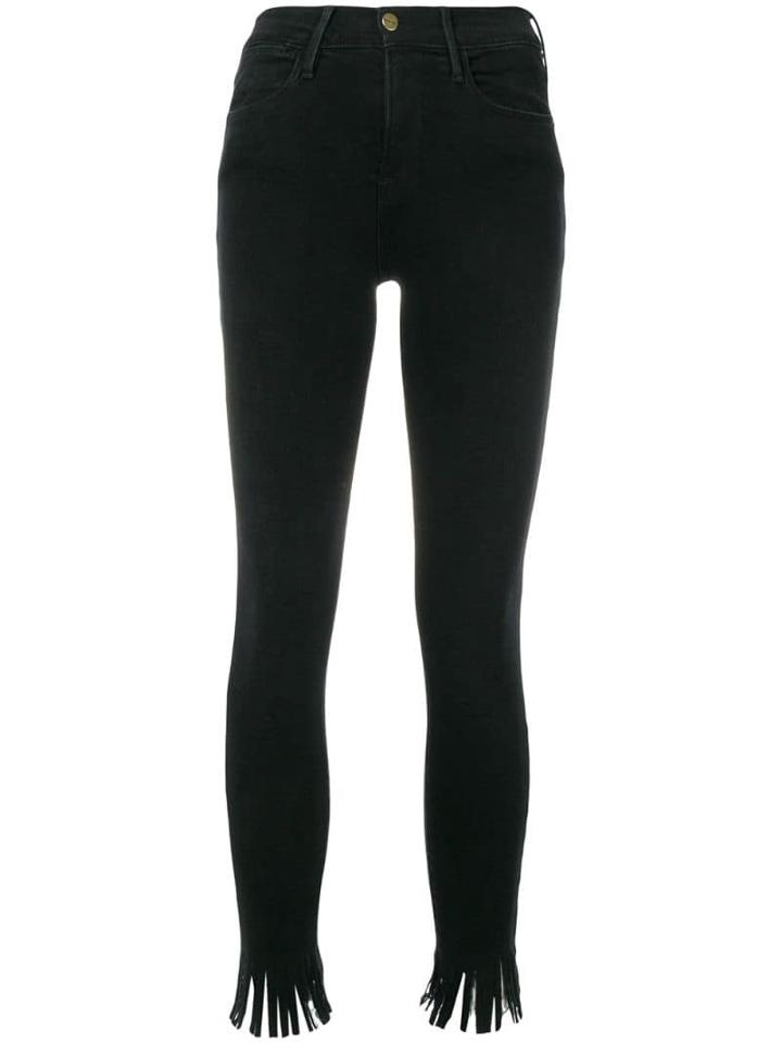 Frame Le High Skinny Fringe Trousers - Black