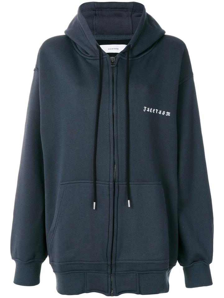 Facetasm Rear Print Hooded Jacket - Black
