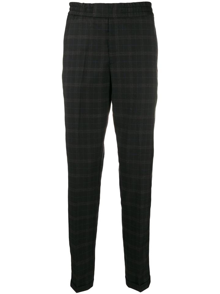 Ps Paul Smith Plaid Straight-leg Trousers - Black