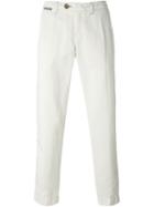 Eleventy Trimmed Chino Trousers, Men's, Size: 30, White, Cotton/linen/flax
