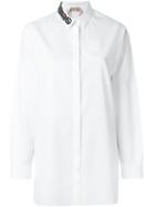 No21 Embellished Collar Shirt, Women's, Size: 40, White, Cotton/glass/metal/pvc