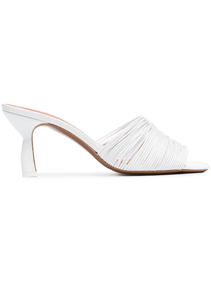 Neous White Shom 70 Multi Strap Leather Mules