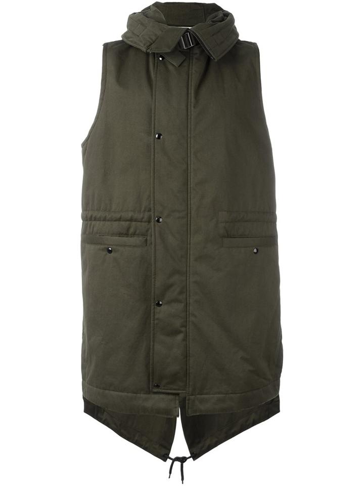 Marni Hooded Gilet, Men's, Size: 48, Green, Cotton/polyester