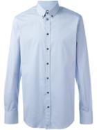 Dolce & Gabbana Button Down Collar Shirt, Men's, Size: 38, Blue, Cotton/spandex/elastane