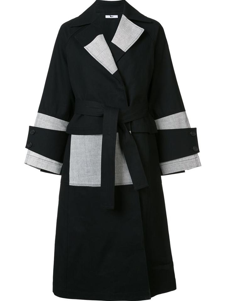 Tome Patchwork Denim Belted Trench Coat