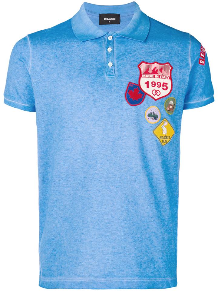 Dsquared2 Badge Embroidered Polo Shirt - Blue