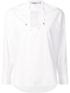 Neil Barrett Lace-up Shirt, Women's, Size: Xs, White, Cotton/polyamide/spandex/elastane