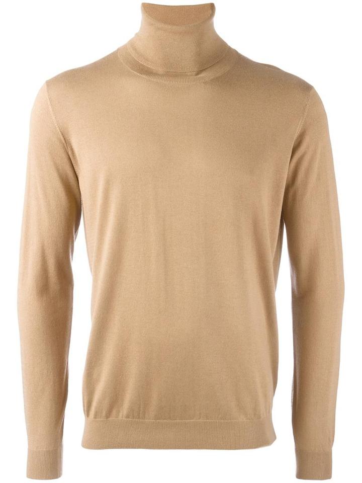 Laneus Roll Neck Jumper, Men's, Size: 46, Brown, Silk/cashmere
