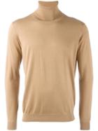 Laneus Roll Neck Jumper, Men's, Size: 46, Brown, Silk/cashmere