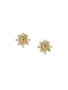 Givenchy Vintage Flower Logo Clip-on Earrings - Metallic