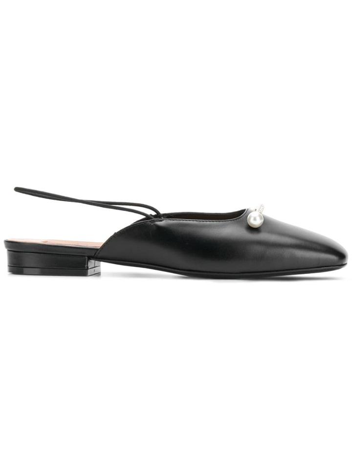 Coliac Pearl Pin Slingback Mules - Black