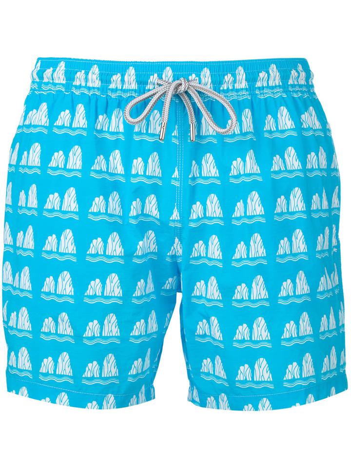 Capricode - Stone Print Swim Shorts - Men - Polyamide - M, Blue, Polyamide