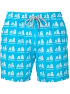 Capricode - Stone Print Swim Shorts - Men - Polyamide - M, Blue, Polyamide