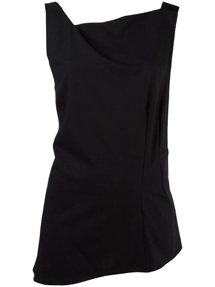 Ann Demeulemeester Asymmetric Twisted Collar Top - Black