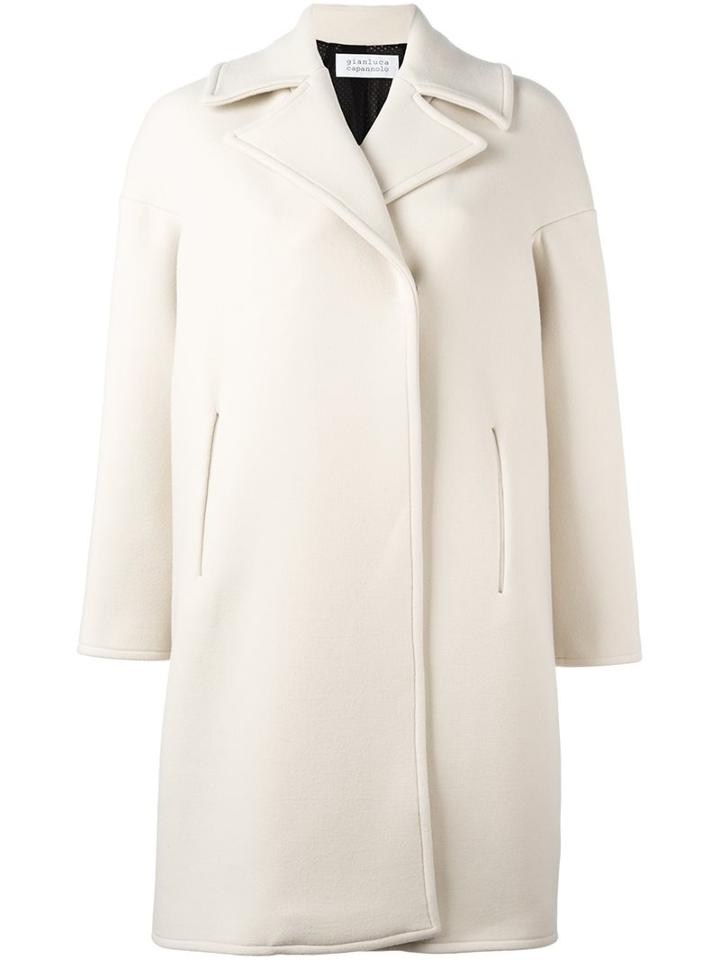 Gianluca Capannolo Collared Knee Length Coat, Women's, Size: 42, Nude/neutrals, Polyamide/spandex/elastane/virgin Wool