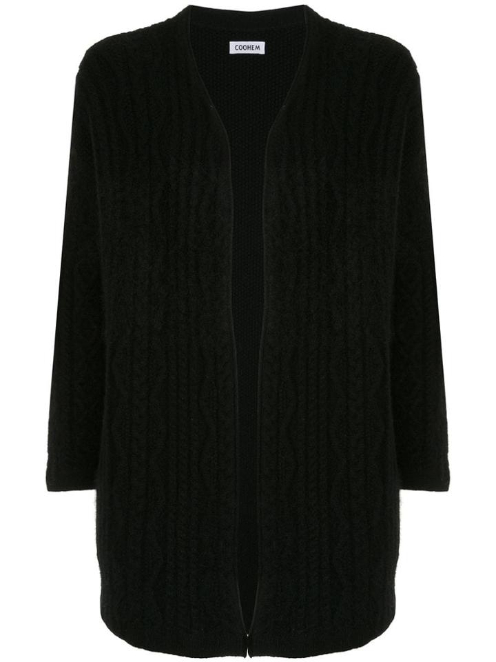 Coohem Open-front Fitted Cardigan - Black