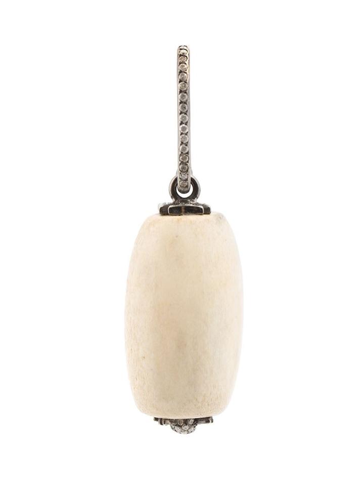 Loree Rodkin Bone And Diamond Skull Pendant, Women's, White