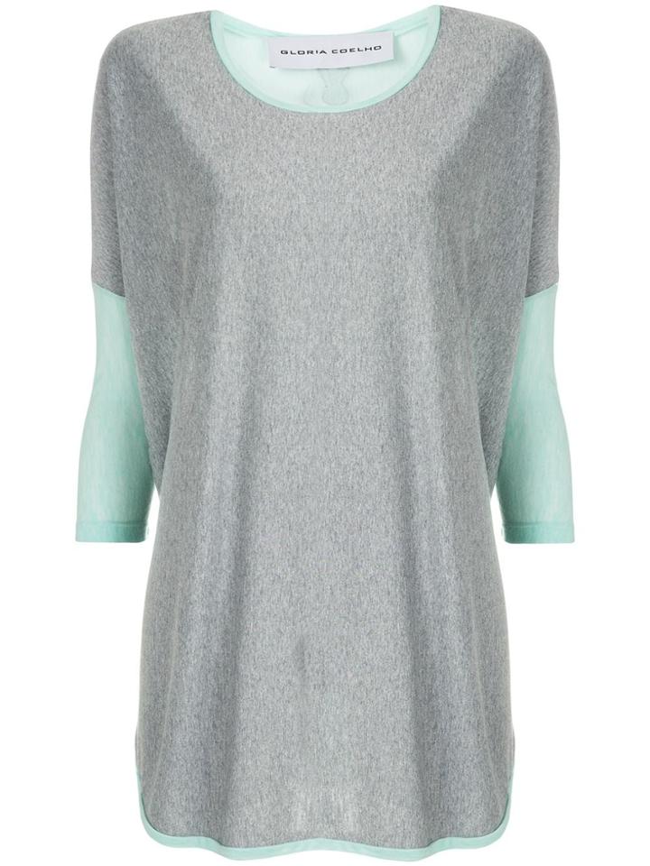 Gloria Coelho Two-tone Ribbed Blouse - Green