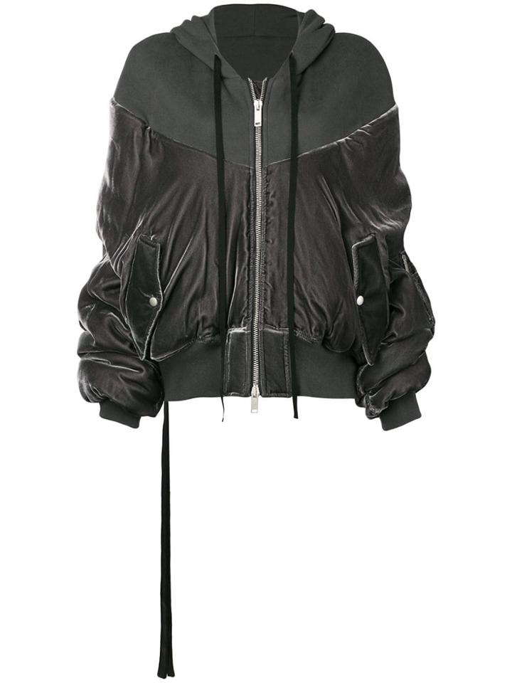 Unravel Project Velvet Bomber Jacket - Grey