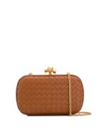 Bottega Veneta Knotted Chain Intrecciato Clutch - Brown