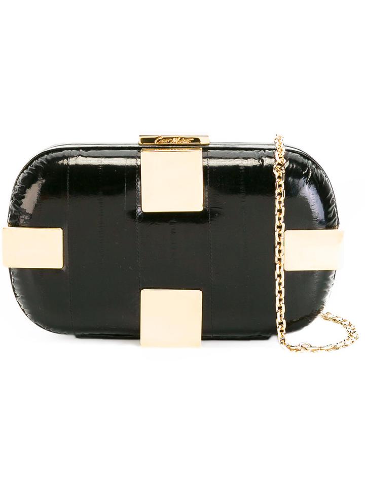 Corto Moltedo Susan Shock Clutch Bag, Women's, Black, Brass/eel Skin/silk Satin