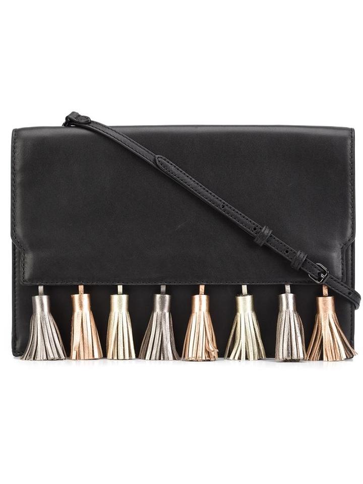 Rebecca Minkoff Tassel Detail Shoulder Bag, Women's, Black, Leather