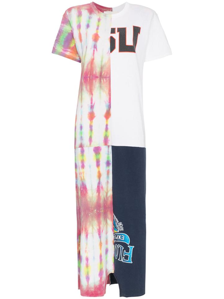 Conner Ives Tie Dye Deconstructed T-shirt Dress - Multicolour
