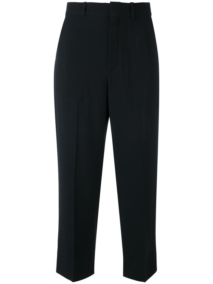 Chloé - Tailored Cropped Trousers - Women - Silk/acetate/viscose - 38, Women's, Black, Silk/acetate/viscose
