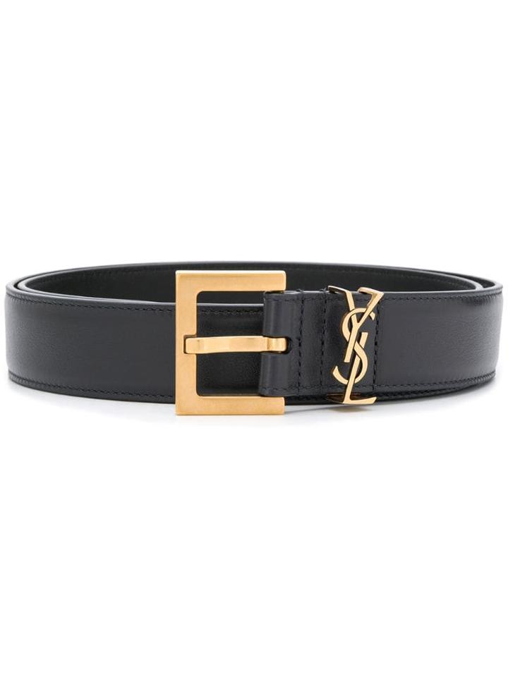 Saint Laurent Monogram Plaque Belt - Black