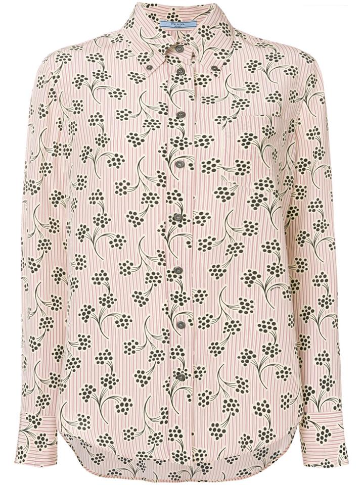 Prada Printed Button Down Shirt - Nude & Neutrals