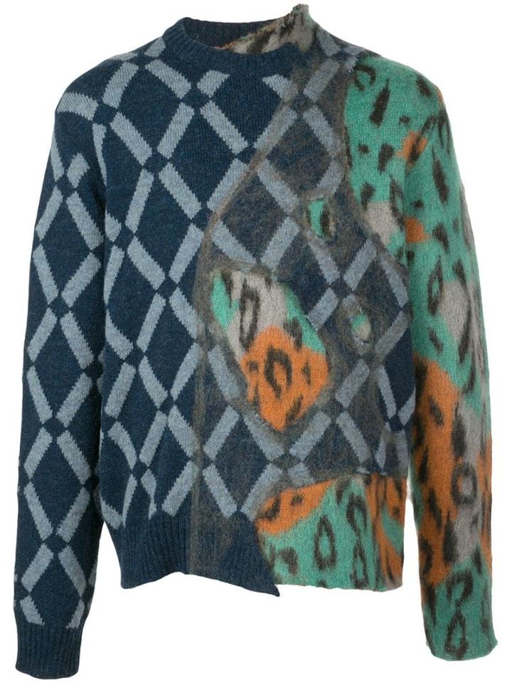Marni Dual-pattern Asymmetric Jumper - Blue