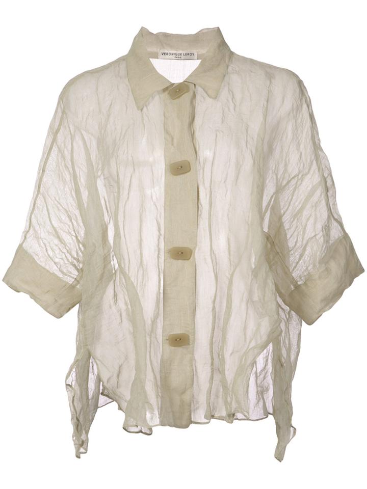 Veronique Leroy Cropped Sleeves Shirt - Brown