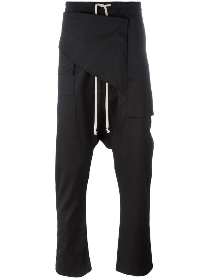 Rick Owens Drkshdw Drop-crotch Trousers, Men's, Size: Large, Black, Cotton